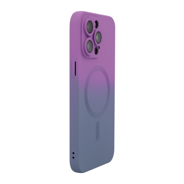 

For iPhone 15 Pro Max ENKAY Hat-Prince MagSafe Rainbow Gradient Silicone Phone Case with Lens Film(Purple Blue)