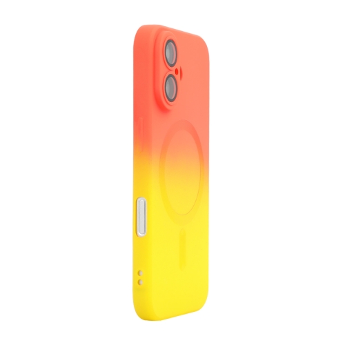 

For iPhone 16 ENKAY Hat-Prince MagSafe Rainbow Gradient Silicone Phone Case with Lens Film(Orange Yellow)