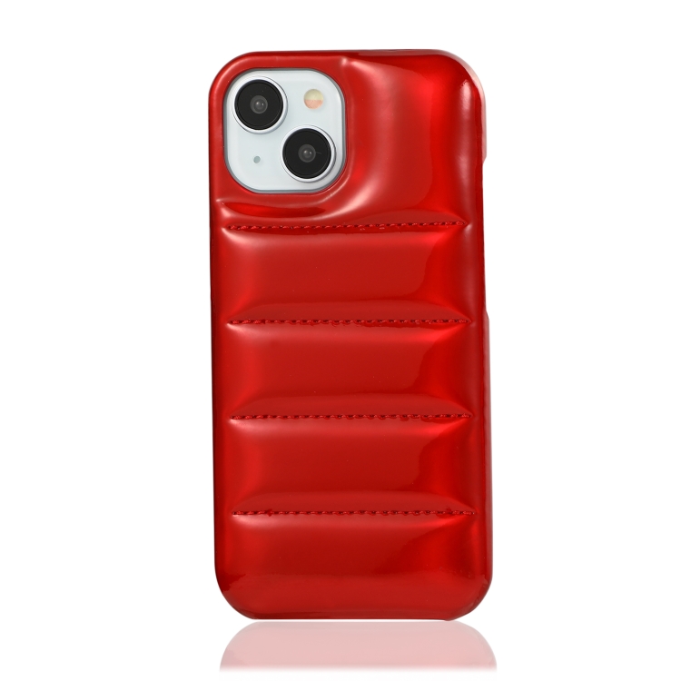 

For iPhone 15 Laser Aurora Down Jacket All-inclusive Phone Case(Red)