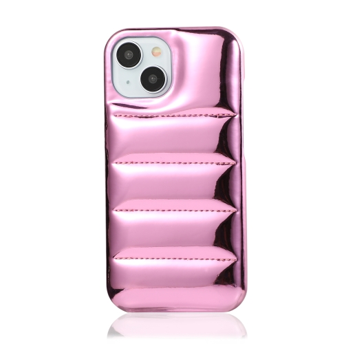 

For iPhone 15 Laser Aurora Down Jacket All-inclusive Phone Case(Pink)