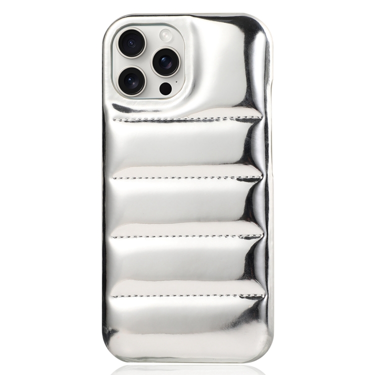 

For iPhone 15 Pro Laser Aurora Down Jacket All-inclusive Phone Case(Silver)
