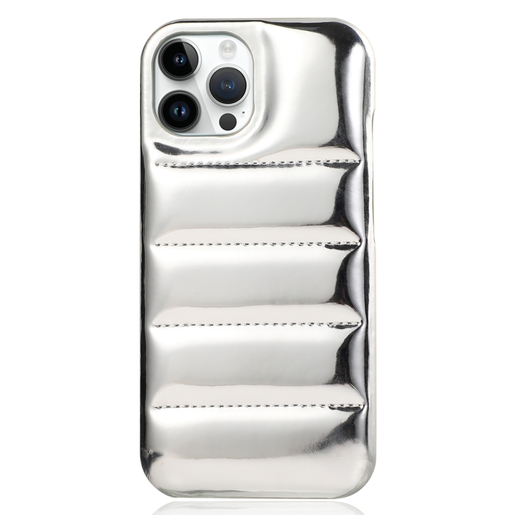 

For iPhone 14 Pro Laser Aurora Down Jacket All-inclusive Phone Case(Silver)
