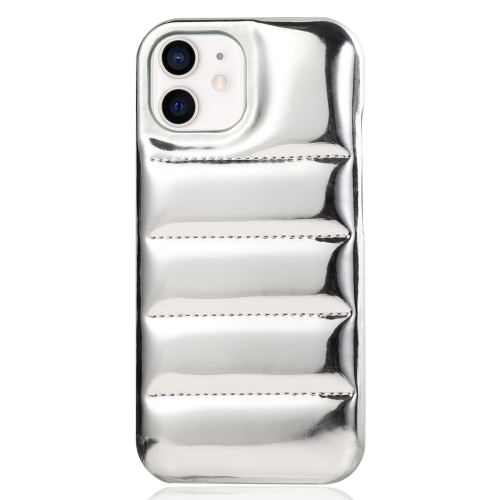 

For iPhone 12 Laser Aurora Down Jacket All-inclusive Phone Case(Silver)