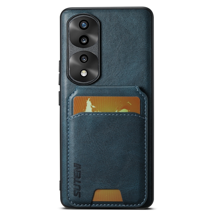 

For Honor 90 Pro Suteni H02 Leather Wallet Stand Back Phone Case(Blue)