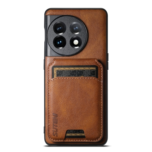 

For OnePlus 11 Suteni H02 Leather Wallet Stand Back Phone Case(Brown)