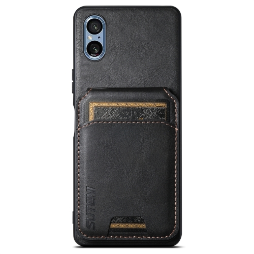 

For Sony Xperia 5 V Suteni H02 Leather Wallet Stand Back Phone Case(Black)
