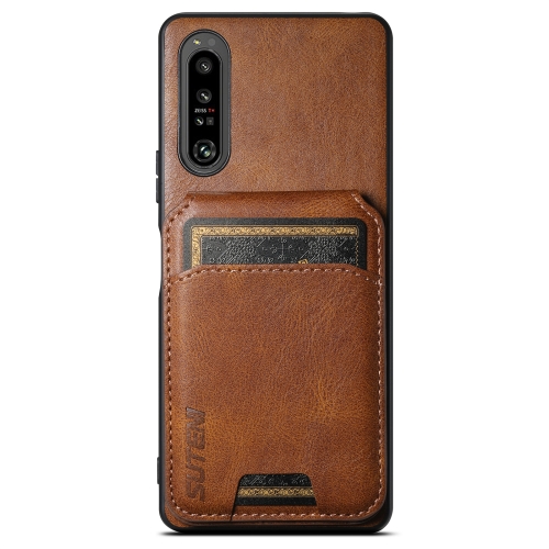 

For Sony Xperia 1 IV Suteni H02 Leather Wallet Stand Back Phone Case(Brown)
