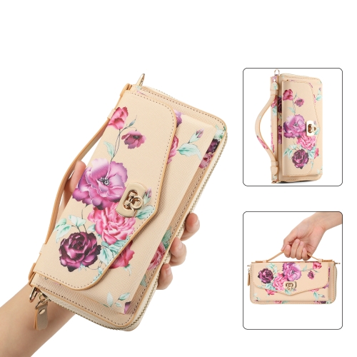 

For Samsung Galaxy S23 Ultra 5G Flower Multi-functional Crossbody Zipper Wallet Leather Phone Case(Yellow)