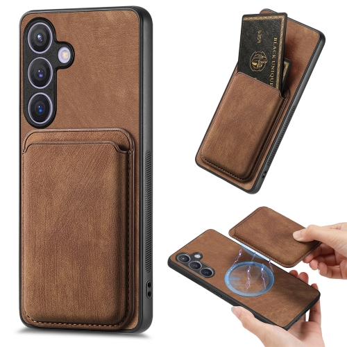 

For Samsung Galaxy S24 5G Retro Leather Card Bag Magnetic Phone Case(Brown)