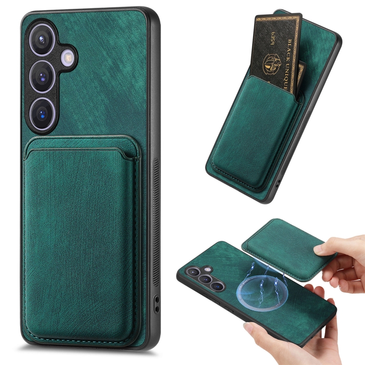 

For Samsung Galaxy S24 5G Retro Leather Card Bag Magnetic Phone Case(Green)