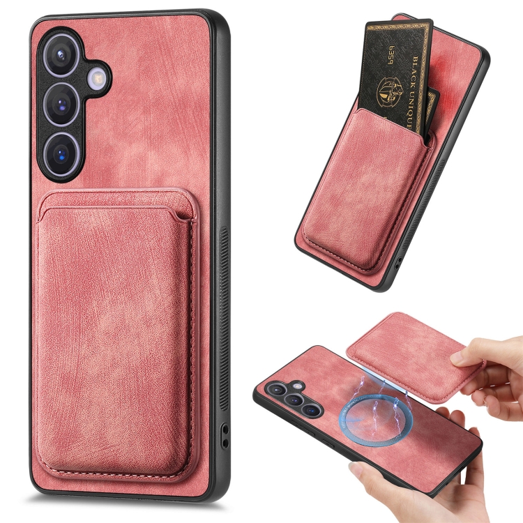 

For Samsung Galaxy S24+ 5G Retro Leather Card Bag Magnetic Phone Case(Pink)