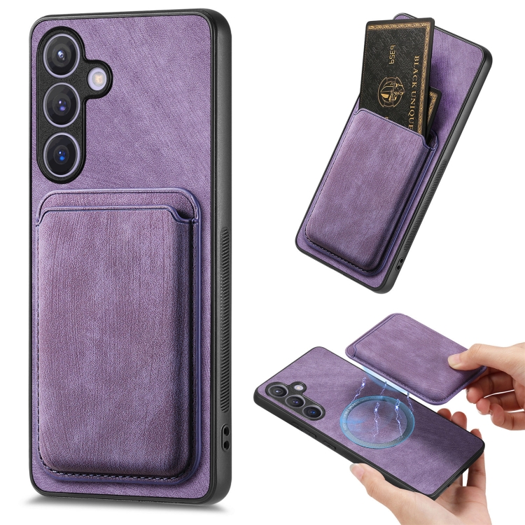

For Samsung Galaxy S24+ 5G Retro Leather Card Bag Magnetic Phone Case(Purple)