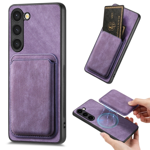 

For Samsung Galaxy S23+ 5G Retro Leather Card Bag Magnetic Phone Case(Purple)