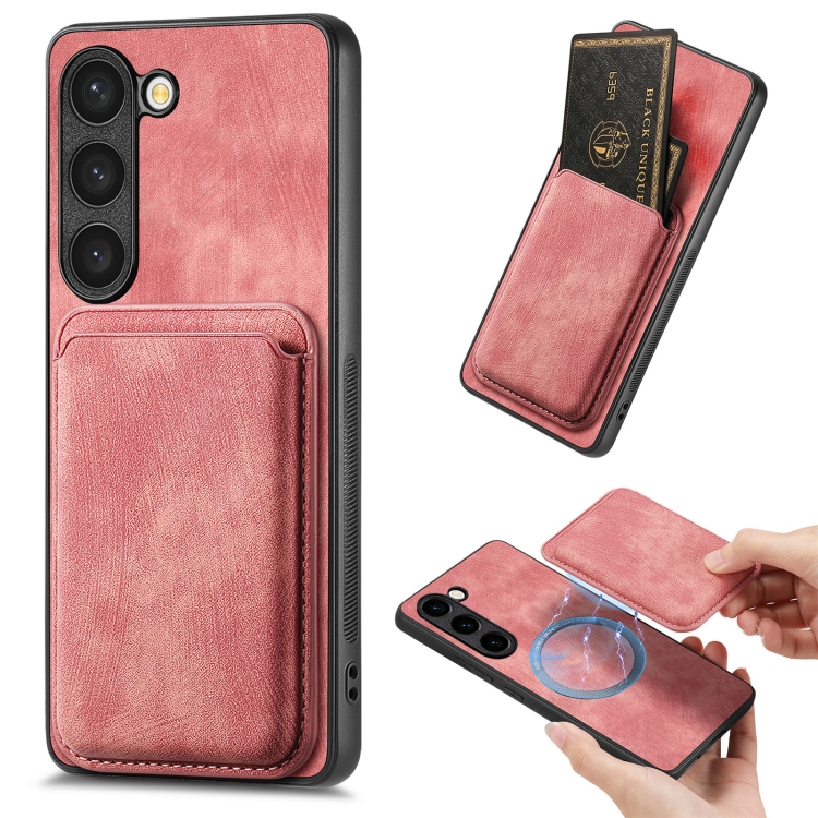 

For Samsung Galaxy S23 5G Retro Leather Card Bag Magnetic Phone Case(Pink)