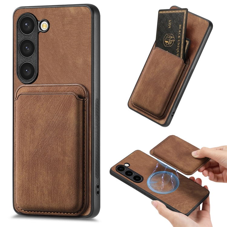 

For Samsung Galaxy S23 5G Retro Leather Card Bag Magnetic Phone Case(Brown)