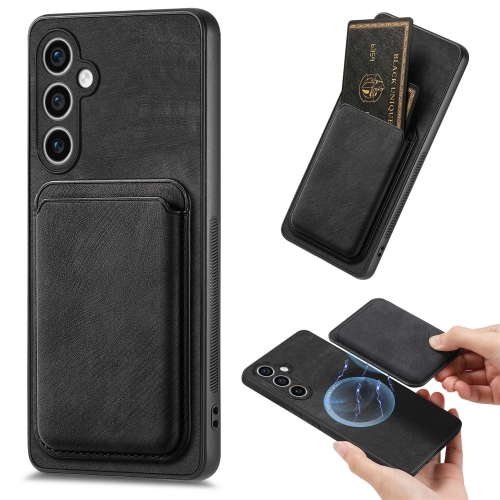 

For Samsung Galaxy S23 FE 5G Retro Leather Card Bag Magnetic Phone Case(Black)