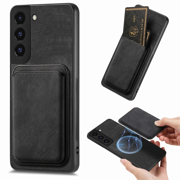 

For Samsung Galaxy S22 5G Retro Leather Card Bag Magnetic Phone Case(Black)