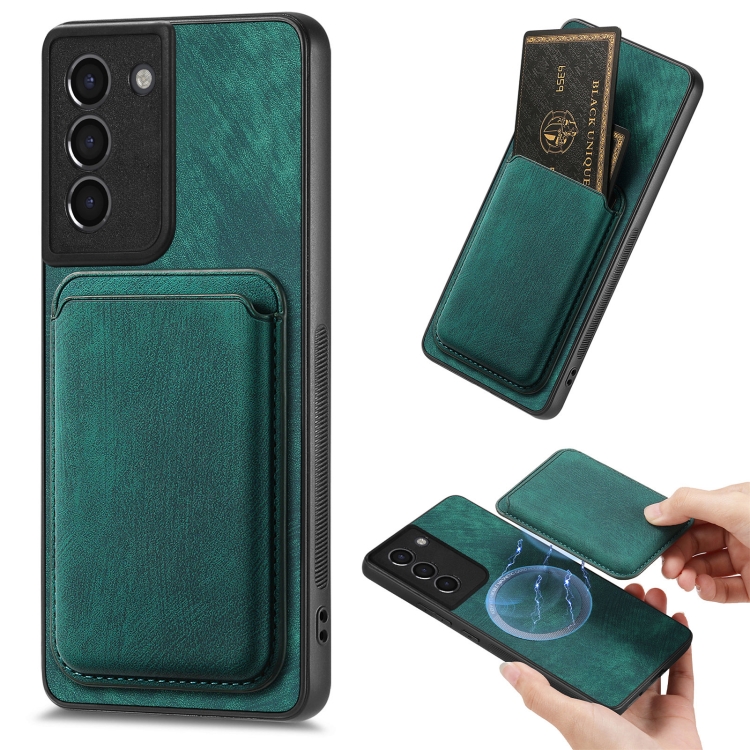 

For Samsung Galaxy S21+ 5G Retro Leather Card Bag Magnetic Phone Case(Green)