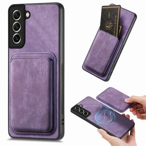 

For Samsung Galaxy S21 FE 5G Retro Leather Card Bag Magnetic Phone Case(Purple)