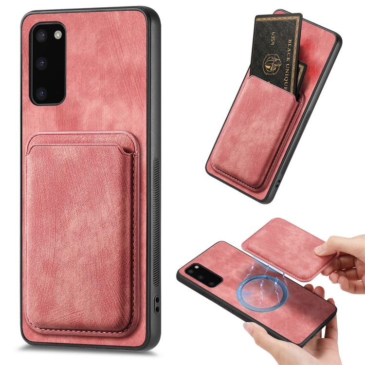 

For Samsung Galaxy S20 Retro Leather Card Bag Magnetic Phone Case(Pink)