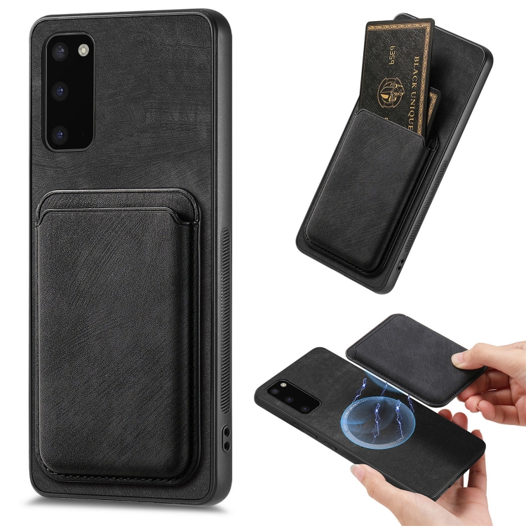 

For Samsung Galaxy S20 Retro Leather Card Bag Magnetic Phone Case(Black)