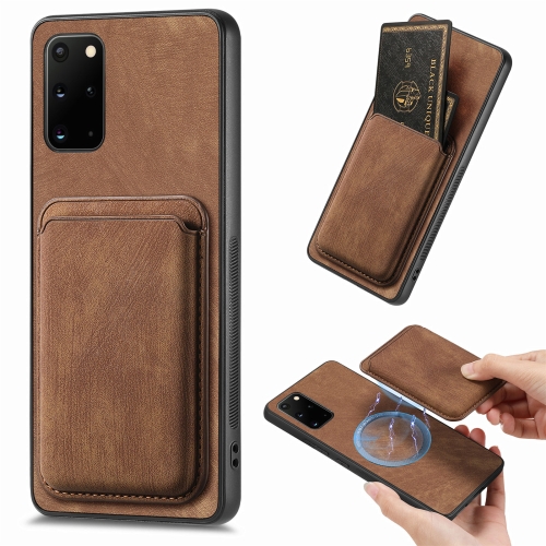 

For Samsung Galaxy S20+ Retro Leather Card Bag Magnetic Phone Case(Brown)