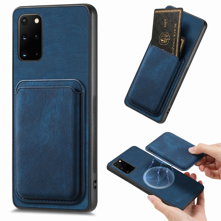 

For Samsung Galaxy S20+ Retro Leather Card Bag Magnetic Phone Case(Blue)