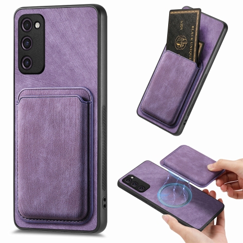 

For Samsung Galaxy S20 FE Retro Leather Card Bag Magnetic Phone Case(Purple)