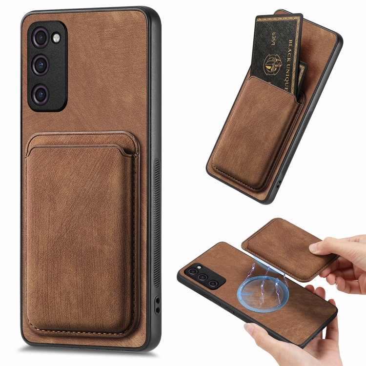 

For Samsung Galaxy S20 FE Retro Leather Card Bag Magnetic Phone Case(Brown)