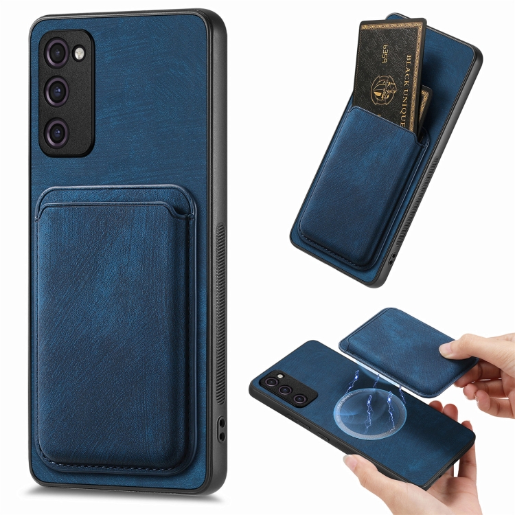 

For Samsung Galaxy S20 FE Retro Leather Card Bag Magnetic Phone Case(Blue)