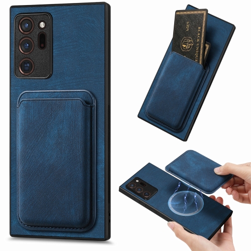 

For Samsung Galaxy Note20 Ultra Retro Leather Card Bag Magnetic Phone Case(Blue)