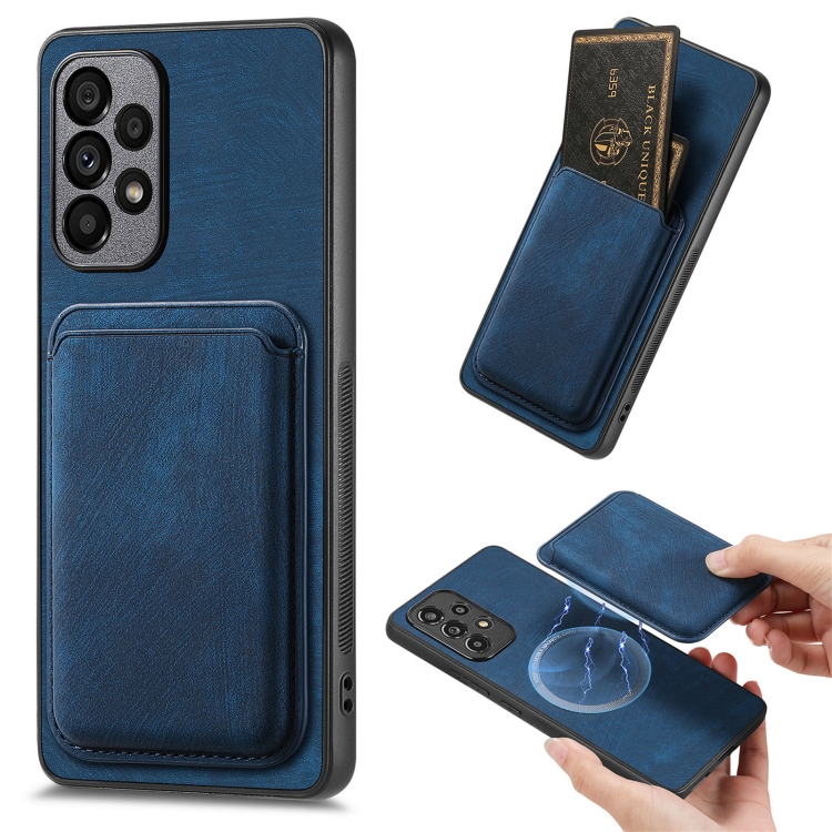 

For Samsung Galaxy A53 Retro Leather Card Bag Magnetic Phone Case(Blue)