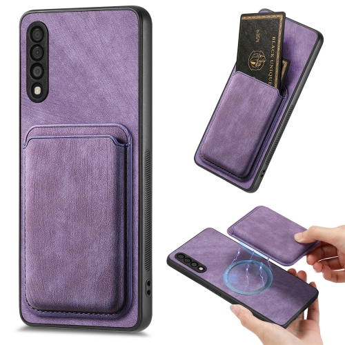 

For Samsung Galaxy A50 Retro Leather Card Bag Magnetic Phone Case(Purple)
