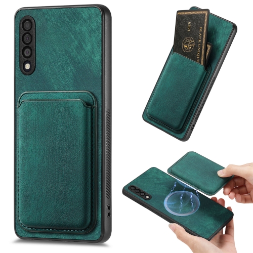

For Samsung Galaxy A50 Retro Leather Card Bag Magnetic Phone Case(Green)