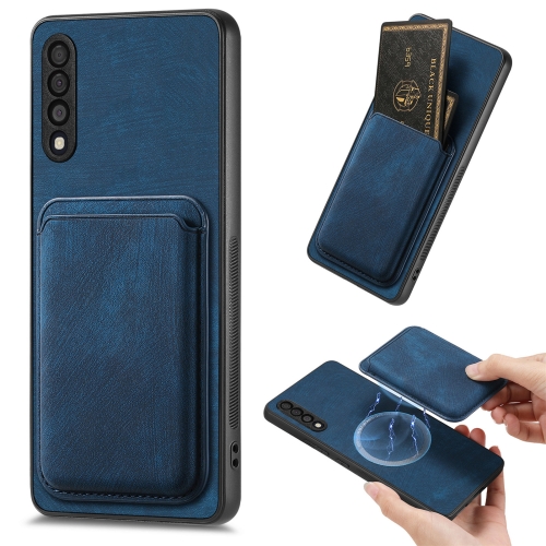 

For Samsung Galaxy A50 Retro Leather Card Bag Magnetic Phone Case(Blue)