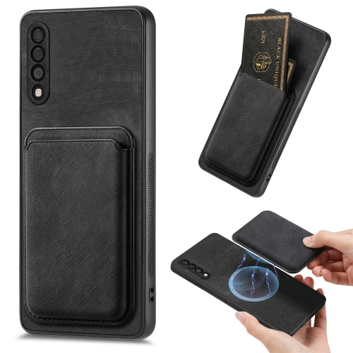 

For Samsung Galaxy A30s Retro Leather Card Bag Magnetic Phone Case(Black)