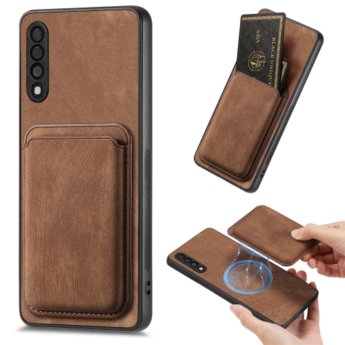 

For Samsung Galaxy A30s Retro Leather Card Bag Magnetic Phone Case(Brown)