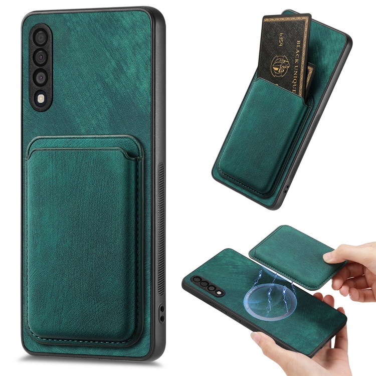 

For Samsung Galaxy A30s Retro Leather Card Bag Magnetic Phone Case(Green)