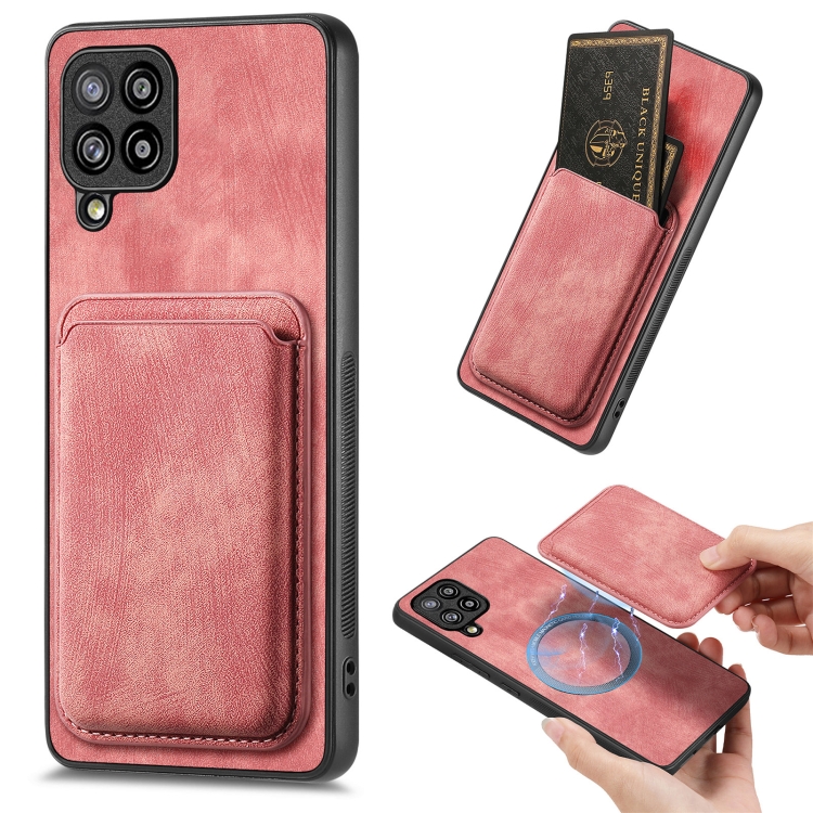 

For Samsung Galaxy A42 5G Retro Leather Card Bag Magnetic Phone Case(Pink)