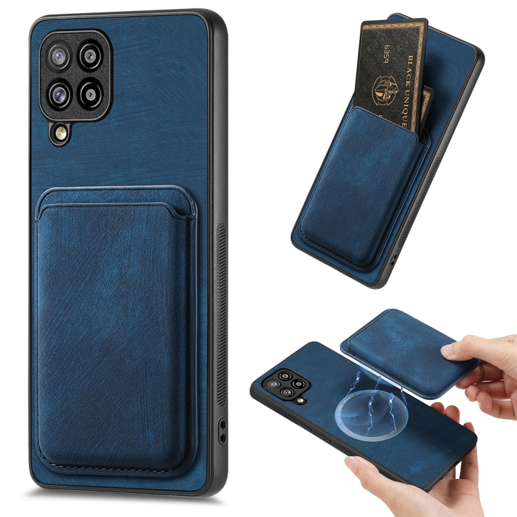 

For Samsung Galaxy A42 5G Retro Leather Card Bag Magnetic Phone Case(Blue)