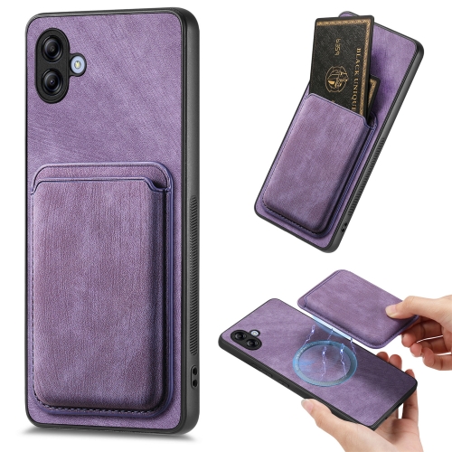 

For Samsung Galaxy A04 Retro Leather Card Bag Magnetic Phone Case(Purple)