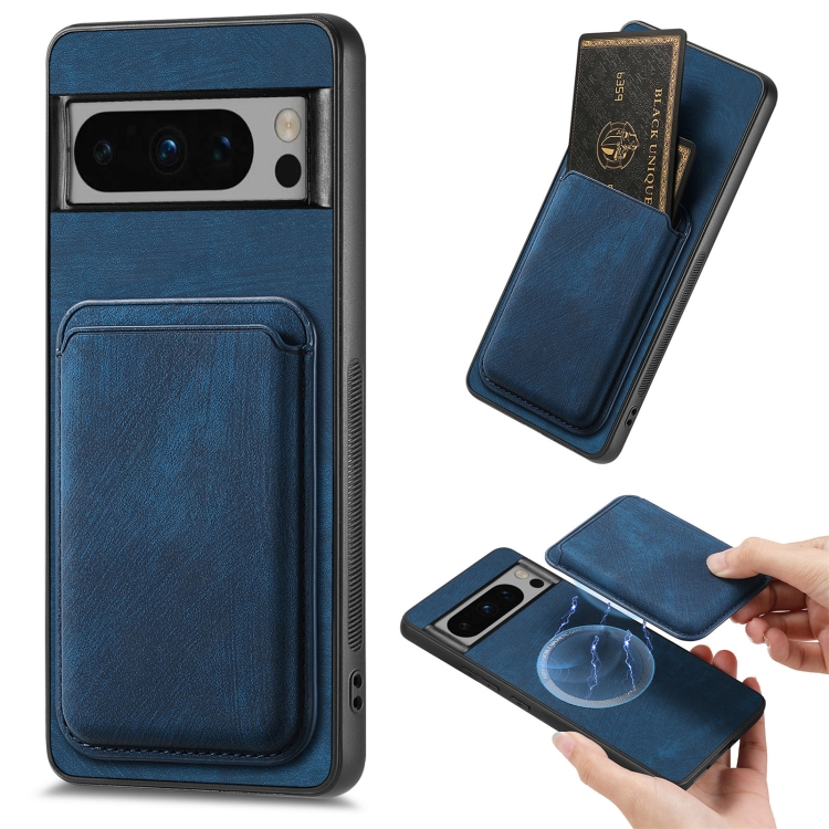 

For Google Pixel 8 Pro Retro Leather Card Bag Magnetic Phone Case(Blue)