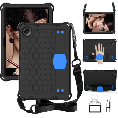 

For Xiaomi Redmi Pad SE 11 2023 Honeycomb EVA Hybrid PC Tablet Case with Strap(Black+Blue)