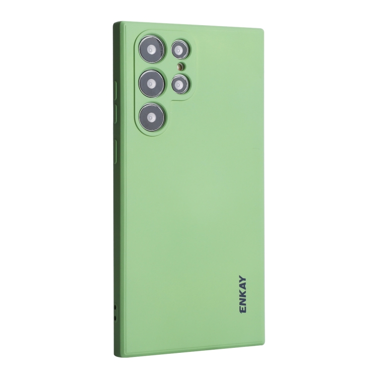Pour Samsung Galaxy S25 Ultra 5G ENKAY Coque de téléphone souple antichoc en silicone liquide (vert clair)