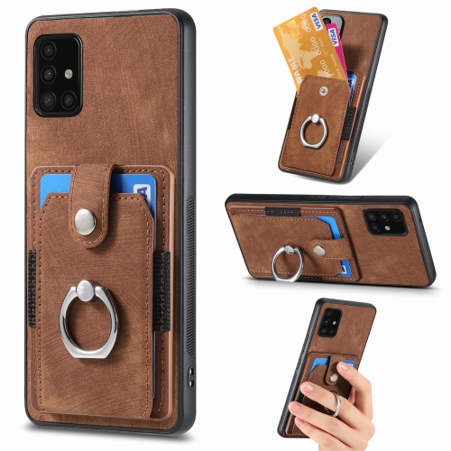 

For Samsung Galaxy A51 Retro Skin-feel Ring Card Wallet Phone Case(Brown)