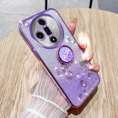 

For OPPO Find X7 Gradient Glitter Immortal Flower Ring All-inclusive Phone Case(Purple)