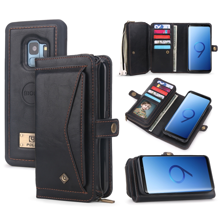 

For Samsung Galaxy S9 Multi-functional Zipper Wallet Leather Phone Case(Black)