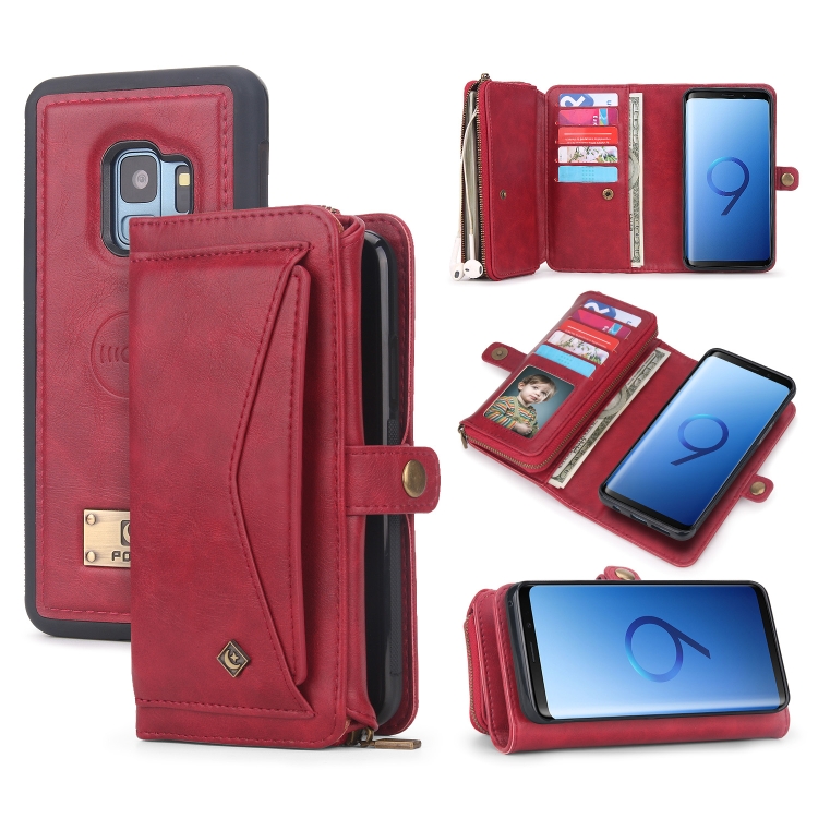 

For Samsung Galaxy S9 Multi-functional Zipper Wallet Leather Phone Case(Red)