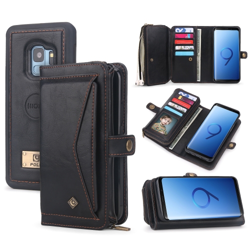 

For Samsung Galaxy S9+ Multi-functional Zipper Wallet Leather Phone Case(Black)