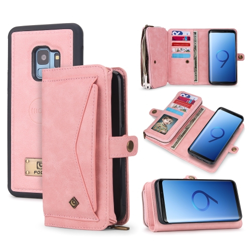 

For Samsung Galaxy S9+ Multi-functional Zipper Wallet Leather Phone Case(Pink)
